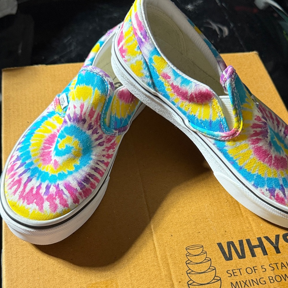 Colorful Tie-Dye Kids VANS Slip-On Shoes
